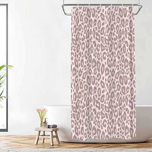 Shrahala Satin Pink Leopard Print Decorative Shower Curtain, Animal Nature Cat Wildlife Fur Bathroom Décor Polyester Fiber Waterproof with Plastic Rings for Shower Stall Bathtubs 72 x 36 in von Shrahala