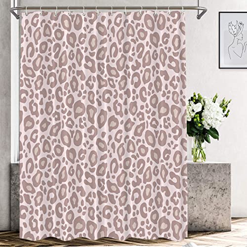 Shrahala Satin Pink Leopard Print Decorative Shower Curtain, Animal Nature Cat Wildlife Fur Bathroom Décor Polyester Fiber Waterproof with Plastic Rings for Shower Stall Bathtubs 72 x 72 in von Shrahala