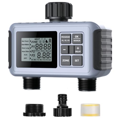 Shrivee Irrigation Computer 2 Outputs, Automatic/Manual Irrigation Control, Garden Watering Timer with LCD Display Bewässerungstimer von Shrivee