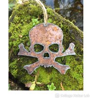 Rustikale Totenkopf Piratenflagge Weihnachtsbaum Dekoration, Wandhalter Rusty Art Für Wohnzimmer Wand Undgartendeko 10 cm von ShropshireSteelCraft