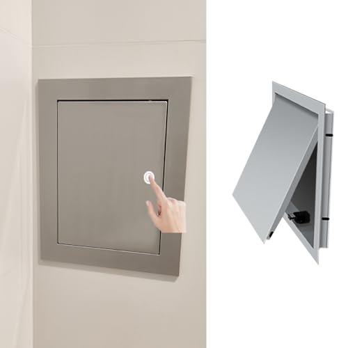 ShuaaM 1 Stück anpassbare 10x10 wasserdichte Aluminium-Zugangsklappe mit magnetischer Befestigung – graue Innenwandabdeckung for Trockenbau(300x300mm) von ShuaaM