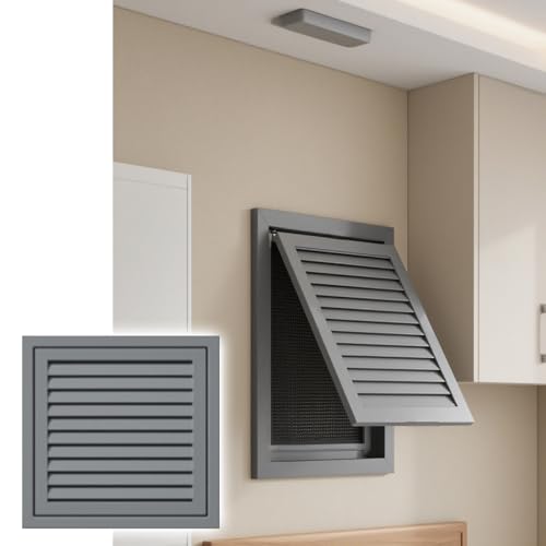 ShuaaM 1-teiliges Zugangspanel mit Lamellen und Netzabdeckung – Inspektionsluke aus Grauer Aluminiumlegierung for den Zugang zu Sanitär- und HLK-Anlagen(350x350mm) von ShuaaM