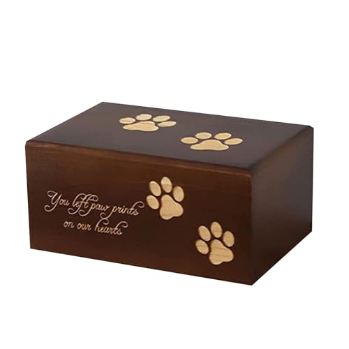Haustier-Gedenkgeschenk Hundeurne mit Pfotenabdruck für verstorbene Hunde, Holzurne, Beileidsgeschenk für Beerdigung, Haustier-Einäscherungsbox für Asche, Hund Haustier-Gedenkgeschenk Hundeurne mit Pfotenabdruck für verstorbene Hunde, Holzurne, Beileidsgeschenk für Beerdigung, Haustier-Einäscherungsbox für Asche, Hund von Shuade