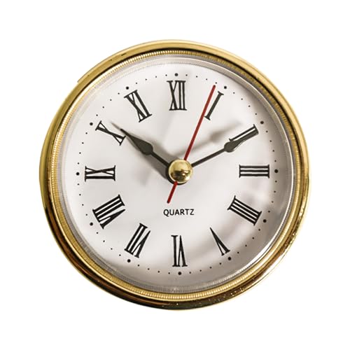Shuade 65 mm Uhreinsatz mit römischen Ziffern, Quarz-Uhrwerk, Goldrand, römische Ziffern, runde Uhren, DIY, Basteln, Zubehör, Zuhause von Shuade