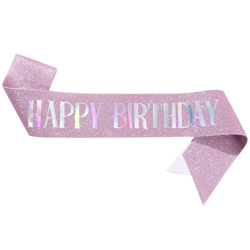 Shuade Happy Birthday Schärpe 160 x 10 cm Frauen Geburtstag Schärpe Geburtstag Party Kostüm Zubehör für Mädchen Geburtstag Party Dekoration von Shuade