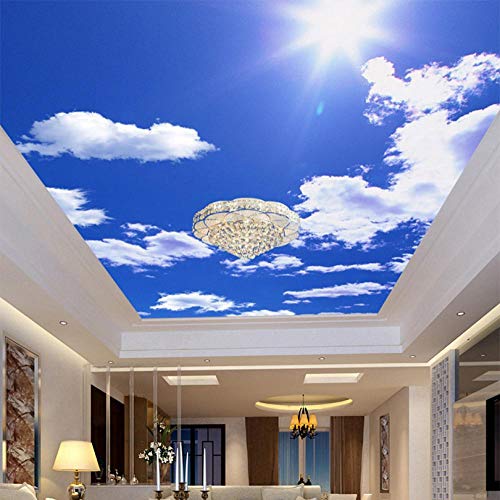 Shuangklei Benutzerdefinierte 3D Fototapete Deckenbild Hotel Wohnzimmer Wanddekor Blauer Himmel Weiße Wolken Wandbild Papier Papel De Parede 3D-280x200cm von Shuangklei