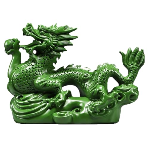 Chinesische Fengshui Drachen Statue, Chinesische Drachen Figur Aus Holz, 10cm Tierkreiszeichen Sternzeichen Drache Dekofigur, 2024 Neujahr Geschenke Schreibtisch Büro Tischdeko von Shuangliao