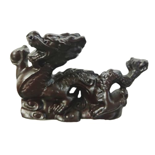 Chinesische Fengshui Drachen Statue, Chinesische Drachen Figur Aus Holz, 10cm Tierkreiszeichen Sternzeichen Drache Dekofigur, 2024 Neujahr Geschenke Schreibtisch Büro Tischdeko von Shuangliao