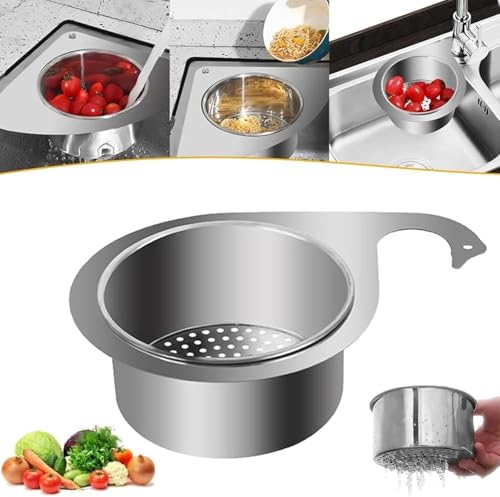 Sobeta Siebkorb Für Spülbecken Aus Edelstahl In Schwanenform, Swan Sink Strainer Basket, Seitlicher Schwanen-Abflusskorb Für Küchenspülen, Siebkorb Für Küchenspülen, Ecke Für Obst Und Gemüse von Sobeta