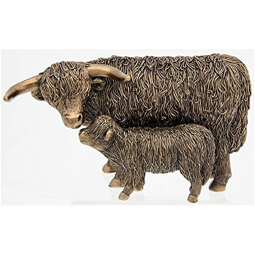 Bronze Highland Coo & Calf Large Ornament von Shudehill Giftware