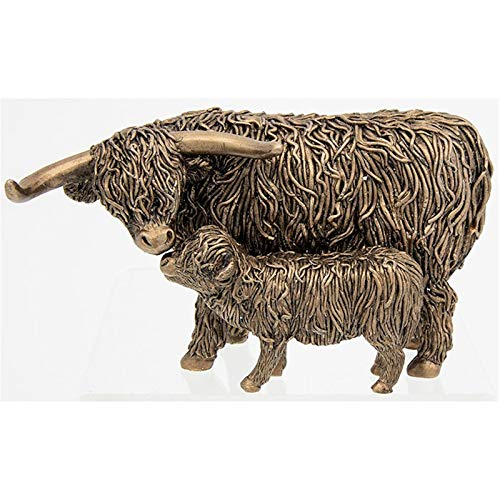 Bronze Highland Coo & Calf Small Ornament von Shudehill Giftware