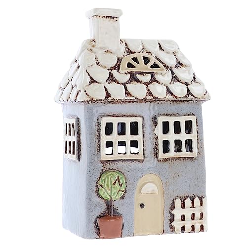 Shudehill Giftware Ceramic Village Pottery Gartenhaus Teelichthalter Home Ornament Kerzenhalter (klein) Grau von Shudehill Giftware