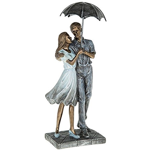 HWTONG Dekofigur Rainy Day, Romantisches Paar, spazierend mit Regenschirm von HWTONG