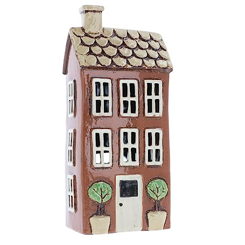 Shudehill Giftware Keramik-Teelichthalter, Dorf, Keramik, Gartenhaus, Heimdekoration, Kerzenhalter (hoher Ziegelstein) von Shudehill Giftware