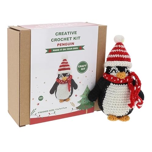 Shudehill Giftware Kreatives Weihnachts-Häkelset, perfekt zum Lernen oder erfahrene Häkeln – Pinguin, Schneemann, Weihnachtsmann und mehr (Pinguin) von Shudehill Giftware