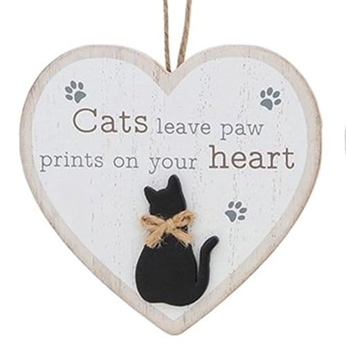 Shudehill Giftware Moggy Mates Hängeschild in Herzform, Motiv: Katzen hinterlassen Pfotenabdrücke auf Ihrem Herzen von Shudehill Giftware