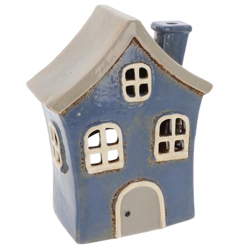 Shudehill Giftware Village Pottery Quirky House Teelichthalter, Hellblau / Blau von Shudehill Giftware