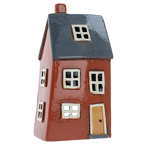 Shudehill Giftware Ceramic Village Pottery Teelichthalter, helles Farbsortiment, schönes Geschenk zur Einweihung, Heimdekoration, Kerzenhalter, Rot / Blau von Shudehill Giftware