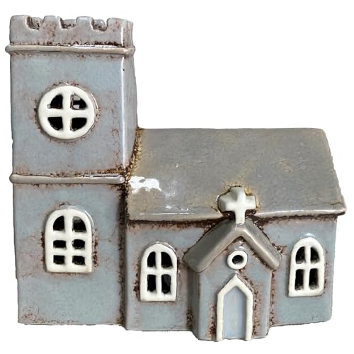 Shudehill Giftware Village Pottery Teelichthalter Norman Church Grau von Shudehill Giftware