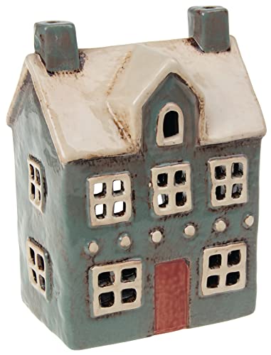 Village Pottery Teelicht, traditionelles Haus, Grau von Shudehill Giftware