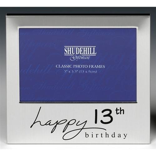 Shudehill Bilderrahmen Happy 13th Birthday, Geschenk, Pressent 72413, Metall, Silber, Fotogröße 12,7 x 8,9 cm von Shudehill