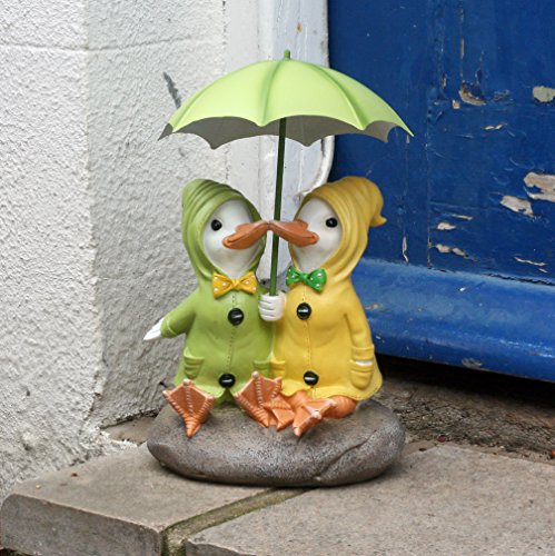 Shudehill Dilly and Dally Pfützenenten sitzend mit Regenschirm Gartendekoration von Shudehill Giftware