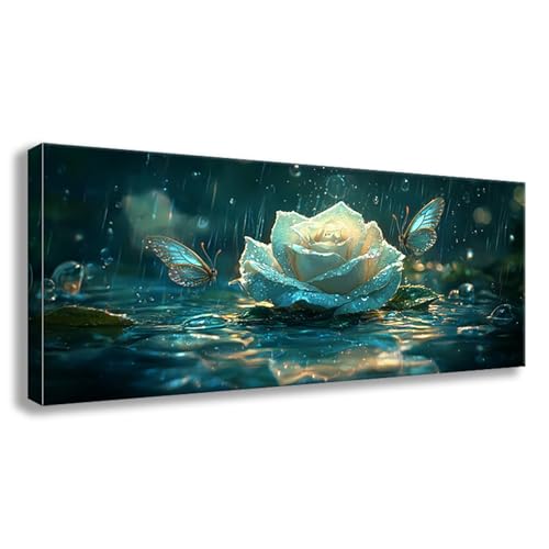 Diamond Painting Blume Diamond Painting Erwachsene Groß XXL 125x50 cm Diamant Malerei Bilder Schmetterling DIY Rund Steine Stickerei Kreuzstich Basteln Erwachsene für Deko Wohnzimmer Geschenke S0-607 von Shueayin