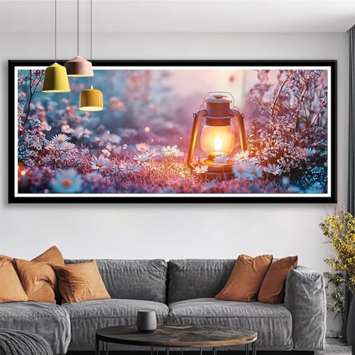 Diamond Painting Landschaft Diamond Painting Erwachsene Groß XXL 200x80 cm Diamant Malerei Bilder Blume DIY Rund Steine Stickerei Kreuzstich Basteln Erwachsene für Deko Wohnzimmer Geschenke S0-515 von Shueayin