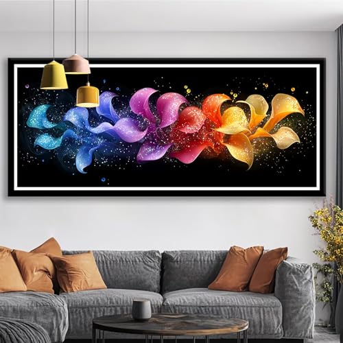 Diamond Painting XXL 125x50 cm Abstrakt Diamant Painting Bilder Blume Diamond Art 5D Vollbohrer Diamant Malerei Basteln Mädchen 10 Jahre, Strass Stickerei Mosaikherstellung für Zimmer Deko S0-432 von Shueayin