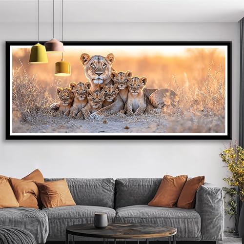 Diamond Painting XXL 125x50 cm Tier Diamant Painting Bilder Leopard Diamond Art 5D DIY Vollbohrer Diamant Malerei Basteln Mädchen 10 Jahre, Strass Stickerei Mosaikherstellung für Zimmer Deko S0-528 von Shueayin