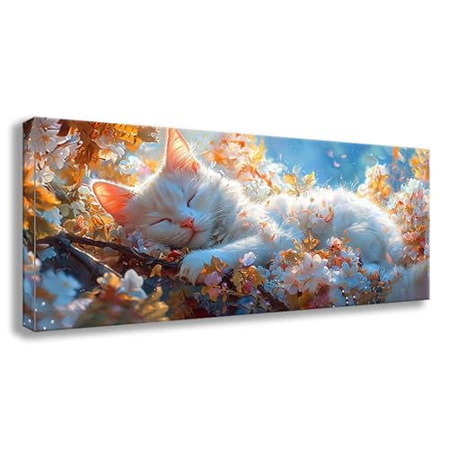 Diamond Painting XXL 150x60 cm Katze Diamant Painting Bilder Blume Diamond Art 5D DIY Vollbohrer Diamant Malerei Basteln Mädchen 10 Jahre, Strass Stickerei Mosaikherstellung für Zimmer Deko S0-440 von Shueayin