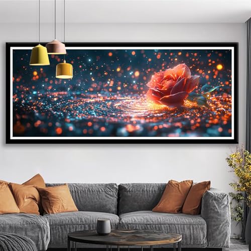 Diamond Painting XXL 200x80 cm Rose Diamant Painting Bilder Blume Diamond Art 5D DIY Vollbohrer Diamant Malerei Basteln Mädchen 10 Jahre, Strass Stickerei Mosaikherstellung für Zimmer Deko S0-526 von Shueayin