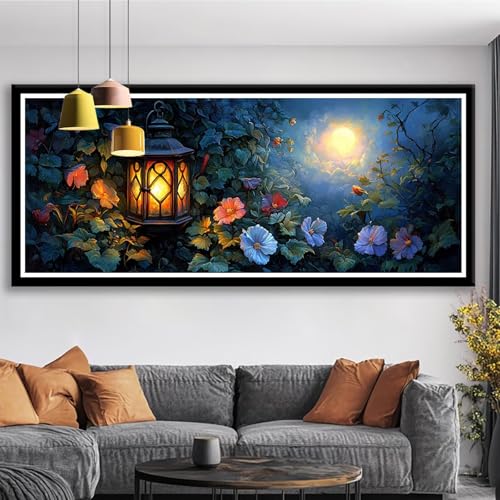 Diamond Painting XXL 50x20 cm Blume Diamant Painting Bilder Mond Diamond Art 5D DIY Vollbohrer Diamant Malerei Basteln Mädchen 10 Jahre, Strass Stickerei Mosaikherstellung für Zimmer Deko S0-514 von Shueayin