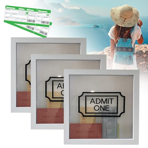 Shujin Adventure Archive Box,Reiseabenteuer Archiv Schattenbox mit Schlitz,Spardose Reisen, 3D Bilderrahmen für Tickets Shadow Box, Reiseticket Memory Box(3pc-Letter Stil,29x29cm) von Shujin