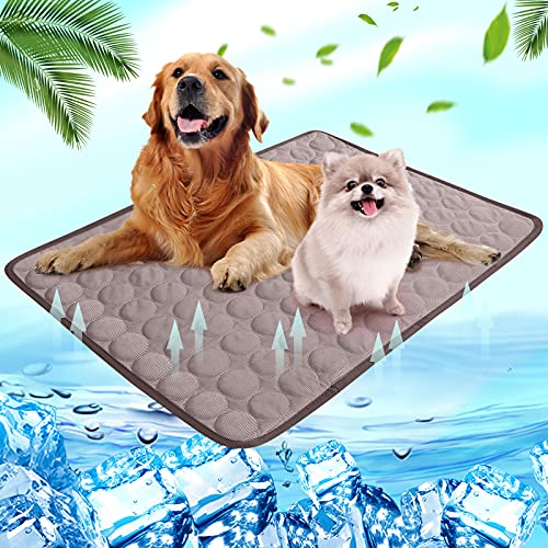 Shujin Kühlmatte Hunde Katzen für Sommer Kühlende Haustiermatte Selbstkühlend Waschbar Kühlpad wasserdichte Kühlkissen rutschfeste Komfortabel Kühlbett(Kaffeebraun,XL (100 * 70 cm)) von Shujin