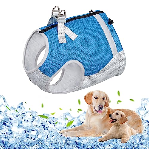 Shujin Kühlweste für Hunde Sommer Abkühlung Jacket für Hunde Verstellbar Atmungsaktiv Hundekühlweste Hundeweste Sonnenschutz Eiskühlmantel für Große Mittlere und Kleine Hunde(Hellblau,XL) von Shujin