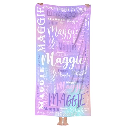 Shujin Personalisiertes Strandtuch mit Namen, Schnell Trocknendes Mikrofaser Strandtuch, Bequem und Weich Badetuch, 76x152cm Badehandtuch für Strand, Reise, Sauna,Farbverlauf 1 von Shujin