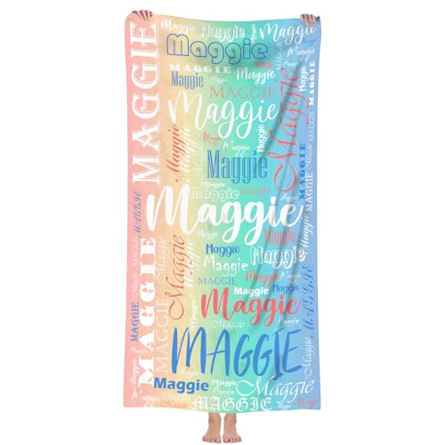 Shujin Personalisiertes Strandtuch mit Namen, Schnell Trocknendes Mikrofaser Strandtuch, Bequem und Weich Badetuch, 76x152cm Badehandtuch für Strand, Reise, Sauna,Farbverlauf 2 von Shujin
