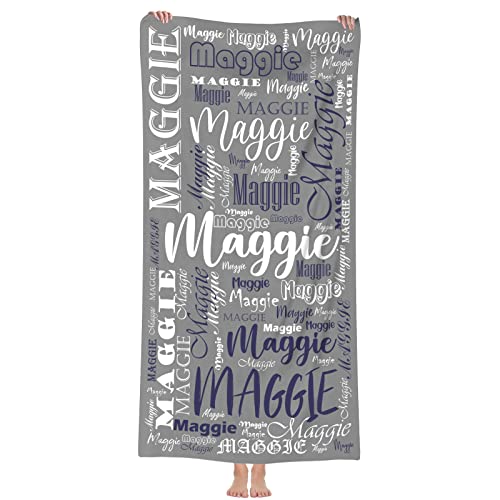 Shujin Personalisiertes Strandtuch mit Namen, Schnell Trocknendes Mikrofaser Strandtuch, Bequem und Weich Badetuch, 76x152cm Badehandtuch für Strand, Reise, Sauna,Grau von Shujin