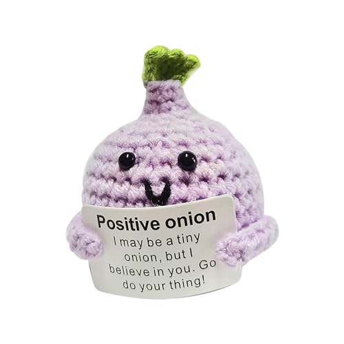 Shujin Pocket Hug Positive Geschenke,Kreative Häkelpuppe Gestrickte Wollpuppe mit Positiven Karten Lustige Positive Puppe für Freunde Party Dekoration Ermutigung,Zwiebel von Shujin