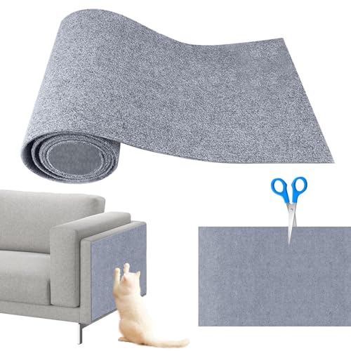 Shujin Selbstklebend Kratzteppich Katze Wand,Kratzmatte Katzen,DIY Trimmbarer Teppich Matte Pad Katzenkratzbretter,Kratzschutz Katzenkratzmatte für Teppiche Sofa Möbelschutz(Hellgrau,S/30cmx30cm) von Shujin