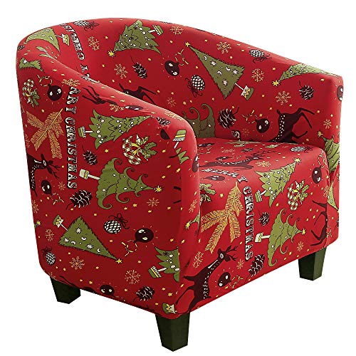 Shujin Sesselüberwürfe Sesselschoner Weihnachten Drucken Sesselhusse Sesselbezug Stretch Couchüberwurf Elastisch Stretch Husse für Cafe Stuhl Sessel von Shujin
