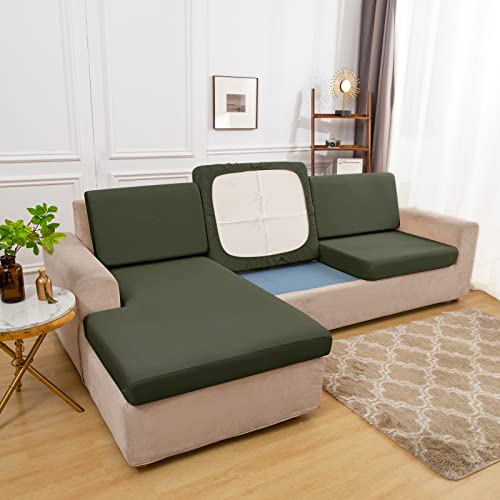 Shujin Sofa Sitzkissenbezug Stretch Elastischer Kissenbezüge Sitzkissenschutz Couch Kissenbezug Husse Überzug Bezug rutschfest Für Sofa Sitzkissen (Grau Grün,1 Sitzer) von Shujin