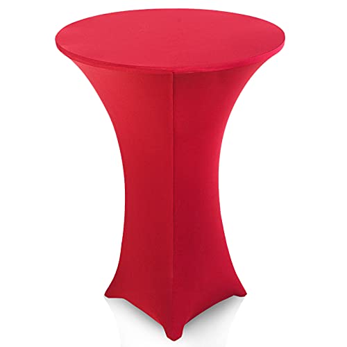 Shujin Universal Stretch Stehtischhusse für Bistrotisch Ø 60-80 cm,Elegante Rund Hussen für Stehtische Tischhusse Waschbar Tisch-überwurf Hotel Party Bankett(Dunkelrot，80 * 110cm) von Shujin