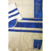 Blaue Seidenstreifen Wolle Tallis Traditionelle Made in Israel von ShukisJudaica