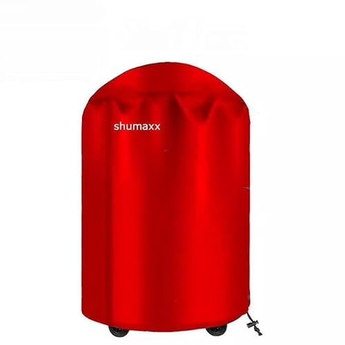 Shumaxx Grillabdeckung, runde Grillabdeckung, Wasserkocher, Grillabdeckung, wasserdicht, strapazierfähig, reißfest, UV-beständig, mit Gummiseil und Kordelschloss (Rot, 100 cm hoch x 80 cm Durchmesser) von Shumaxx