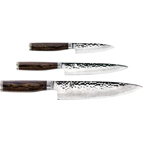 Shun Premier küchenmesser Starter Set, 3 stück, schnipsel, Utility und kochmesser, tdms0300 Silber 3-teiliges Set von Shun