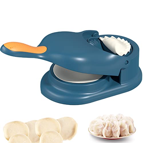 2 In 1 Dumpling Maker, Manuelle Teigpresse Teigtaschen-Hautmacher Teigtaschenformen Knödel Haut Maschine Knödelmacher Einfaches Werkzeug zur Herstellung für Dumpling (Stil 1 Blau) von Shunfaji