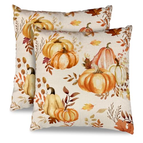 2 Stück Herbstdeko Kissenbezug,45 x 45cm Orange Kürbisblätter Werfen Kissenbezüge,Quadratischer Dekorative Kissenbezug für Wohnzimmer Sofa Patio Funiture Home Schlafzimmer Couch Dekor 2 Stück Herbstdeko Kissenbezug,45 x 45cm Orange Kürbisblätter Werfen Kissenbezüge,Quadratischer Dekorative Kissenbezug für Wohnzimmer Sofa Patio Funiture Home Schlafzimmer Couch Dekor von Shunfaji