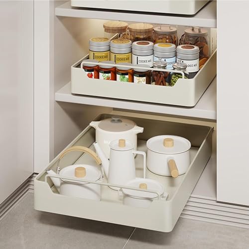 Ausziehbarer Schrank Organizer, Teleskopschublade Ausziehbare Schublade Küche Pull Slide Out Drawer Mit Griff Schrank Schubladen Küchenschrank Organizer Kein Bohren (25CM) von Shunfaji